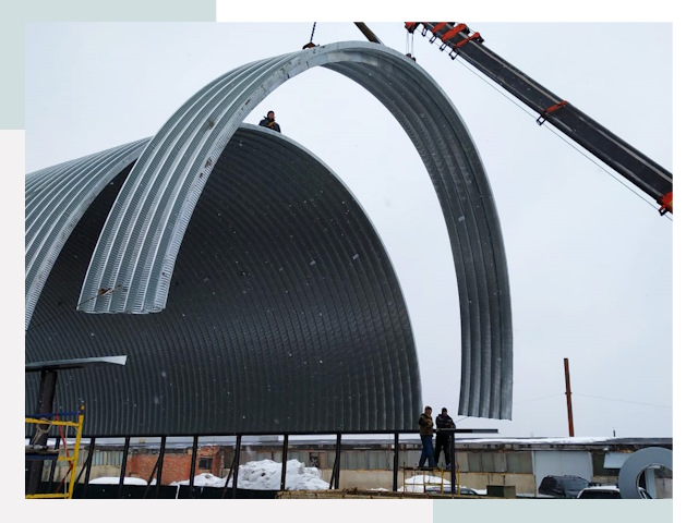 Полукруглые ангары в Биробиджане